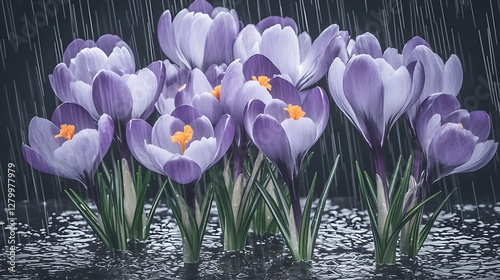 Spring Crocus in Rain photo