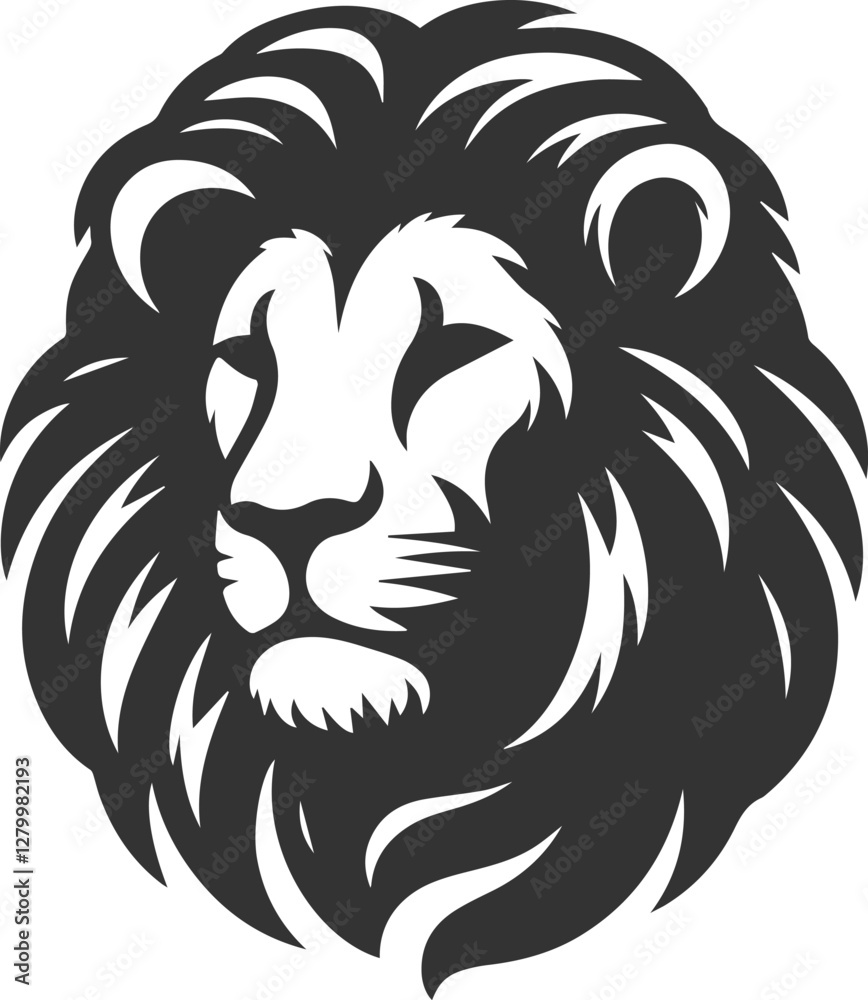 Fototapeta premium A lion looking down with a sorrowful gaze vector