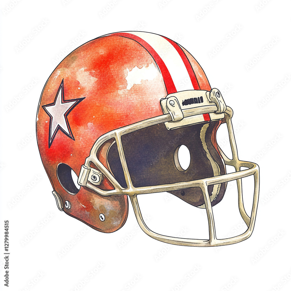 Fototapeta premium Classic Football Helmet Featuring a Bold Star Emblem Perfect for Sports Photography Team Spirit and Vintage Style Ideal for Fans and Collectors of Football Memorabilia