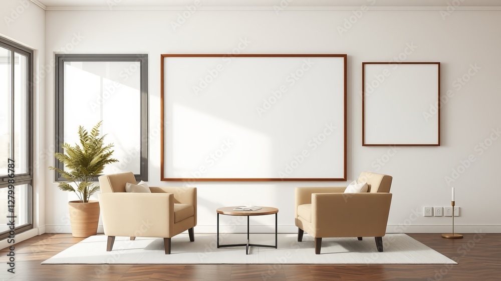 Fototapeta premium Minimalist White Wall with Soft Natural Light Creating an Inviting and Calm Atmosphere in Space