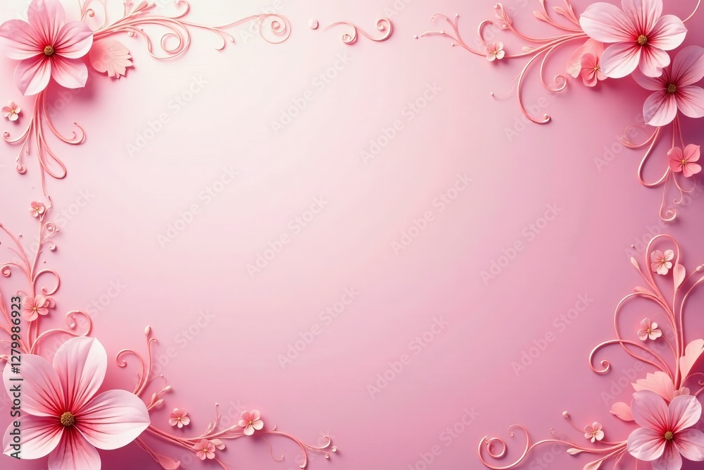 Soft pink background with elegant swirls and floral motifs, floral, soft Soft pink background with elegant swirls and floral motifs, floral, soft