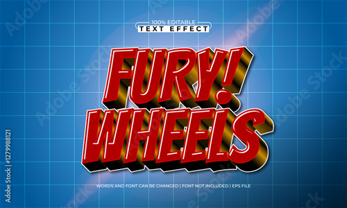 fury wheels editable text effect with a race and speed text style