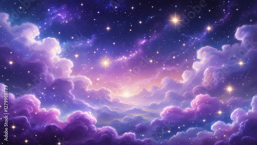 Ethereal celestial scene with glowing stardust photo