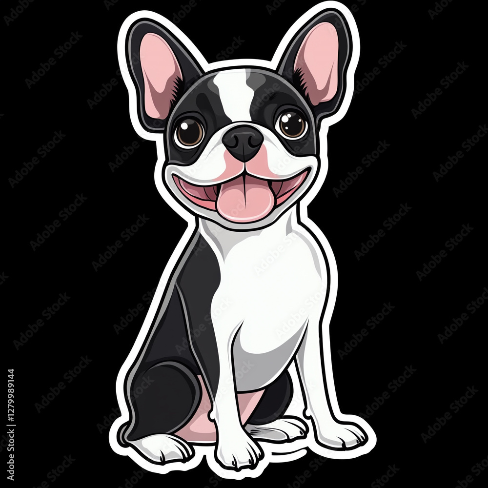 Adorable Boston Terrier Dog Sitting Happily With a Goofy Smile Showcasing Its Playful Nature and Charming Personality in a Cute and Heartwarming Pose Adorable Boston Terrier Dog Sitting Happily With a Goofy Smile Showcasing Its Playful Nature and Charming Personality in a Cute and Heartwarming Pose