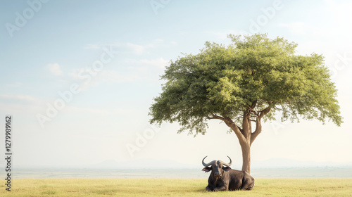 Serene Oasis: A buffalo fin...
