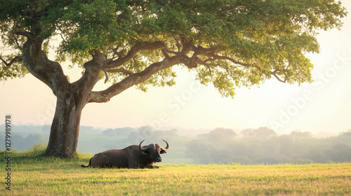 Serene Buffalo under Canopy...