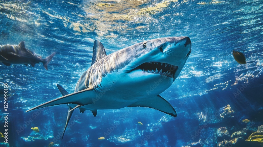 Fototapeta premium Great White Shark Underwater Close Up