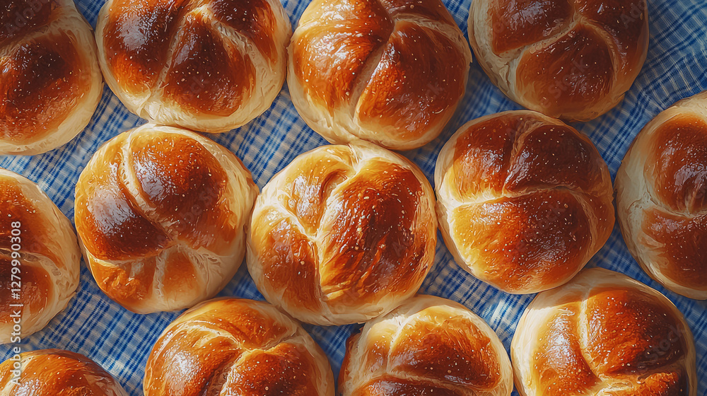 A close up of freshly baked buns, generative AI A close up of freshly baked buns, generative AI