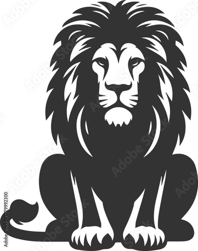 A lion sitting with a somber expression vector
