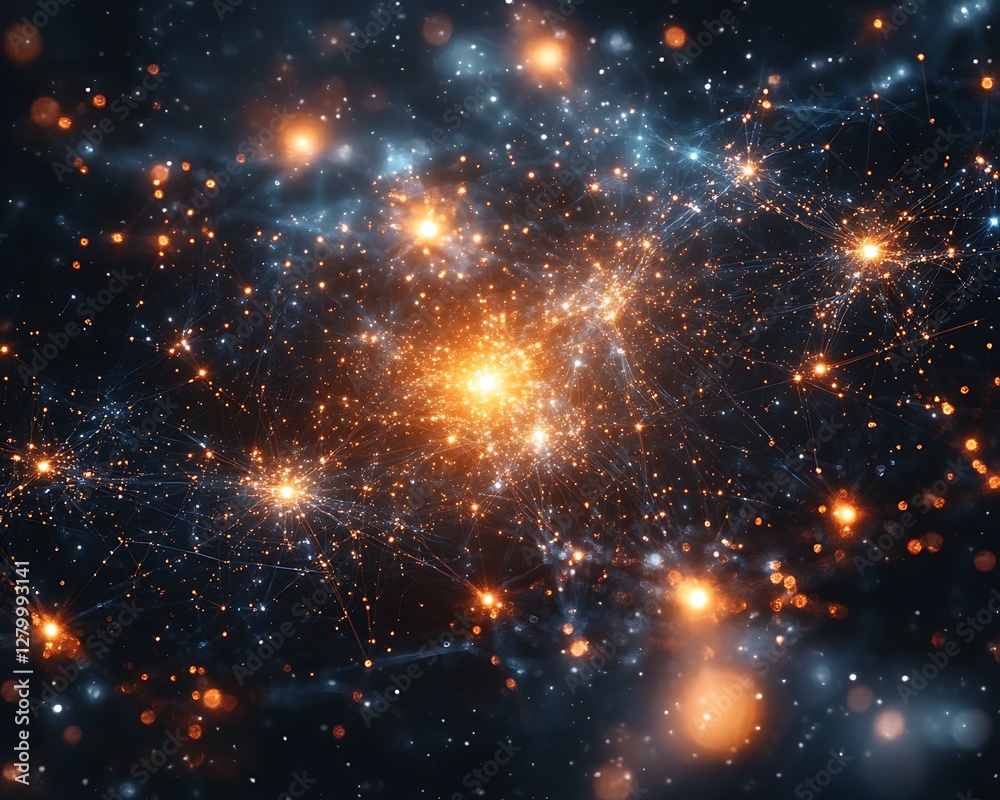 Fototapeta premium Cosmic Network, Data Flow, Background Space