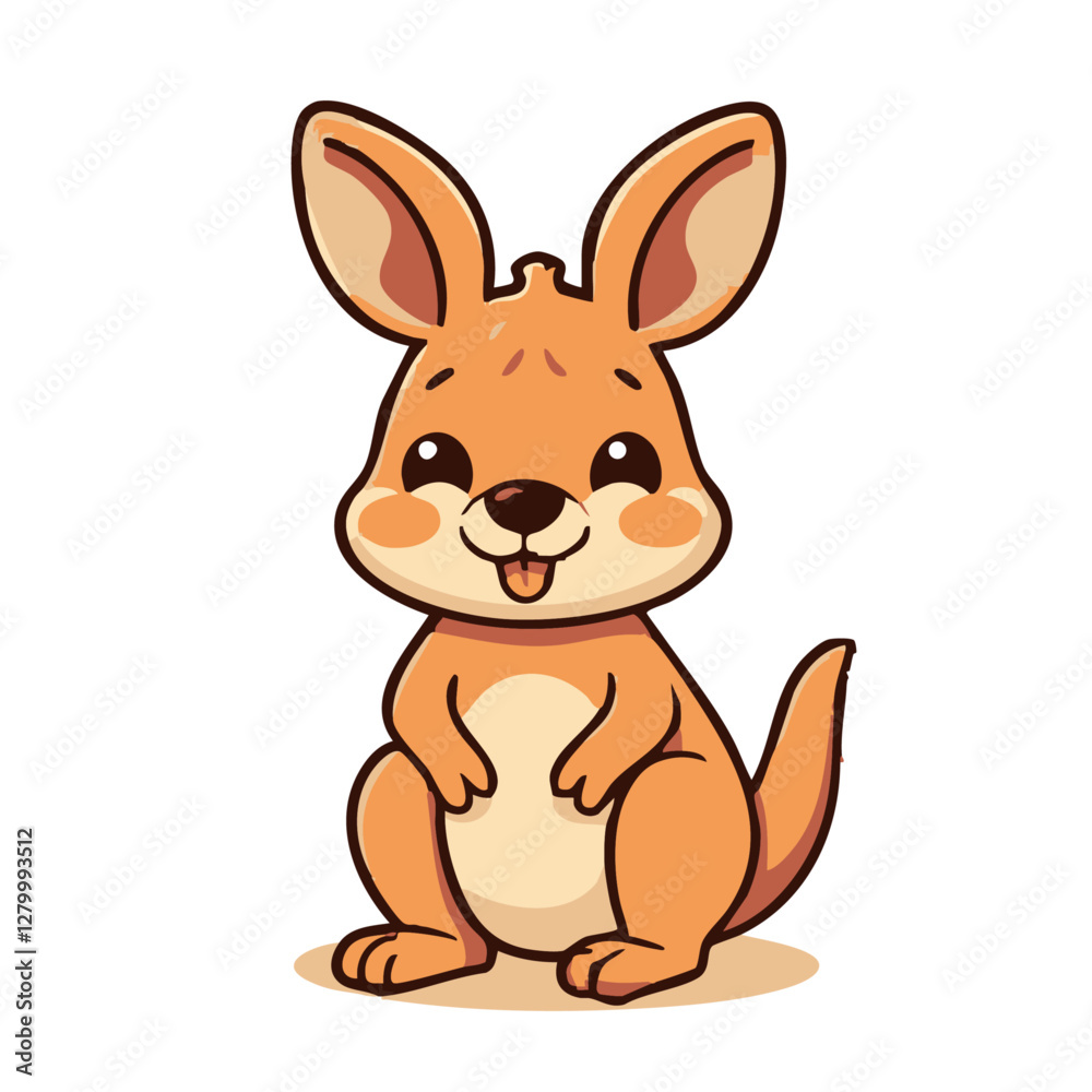 Obraz premium A cute happy lovely joyful kangaroo illustration 