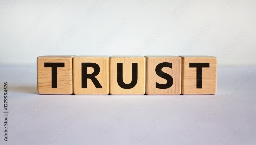 Wooden Blocks Spelling Trust on White Background Wooden Blocks Spelling Trust on White Background