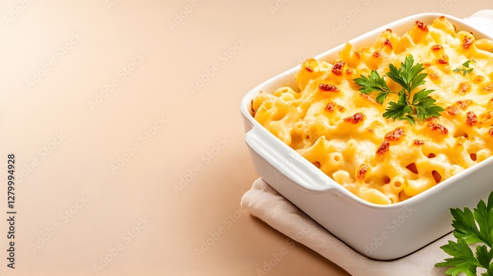 Creamy Macaroni and Cheese Casserole Baked Dish with Herbs Creamy Macaroni and Cheese Casserole Baked Dish with Herbs