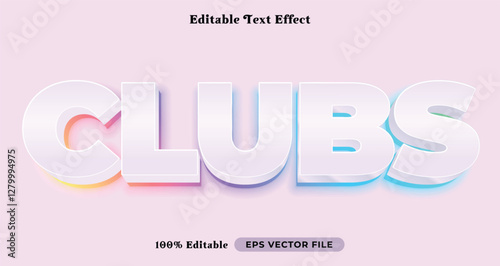 clubs editable text effect, white font syle template