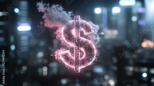 Neon Dollar Sign: A vibrant...