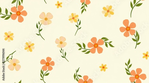 Wallpaper Mural Floral pattern design in peach tones Torontodigital.ca