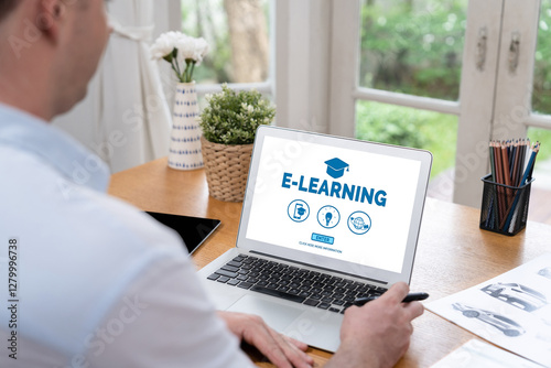 E-learning website with brisk sofware for student to study online on the internet network photo