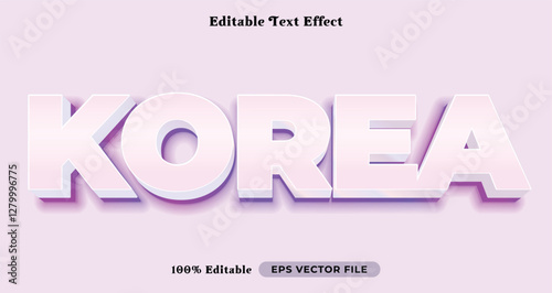 korean editable text effect, white font syle template