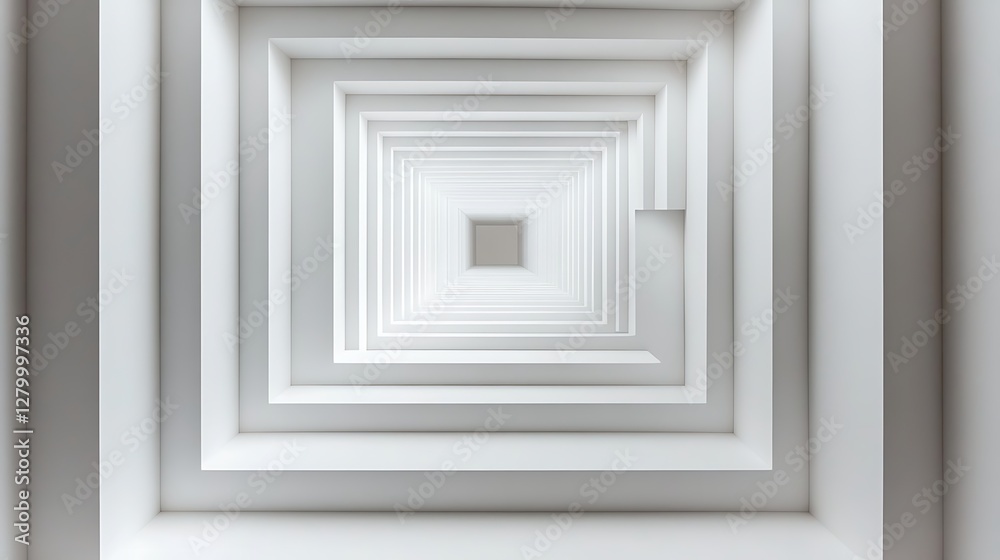 Abstract white square maze perspective Abstract white square maze perspective
