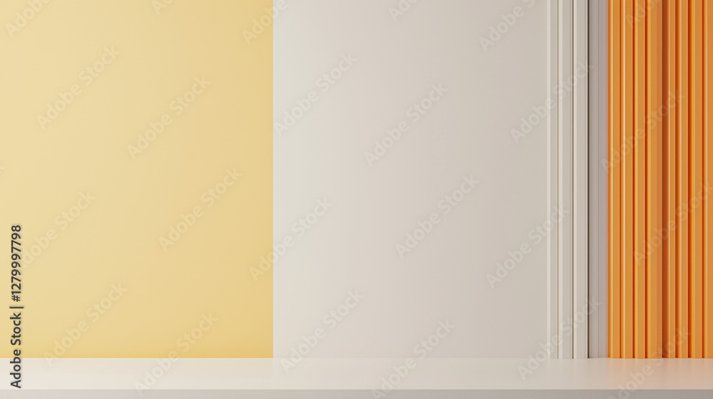 Obraz premium Pastel Minimalist Background: A clean and modern background featuring a soft pastel color palette of pale yellow and orange, creating a serene and minimalist aesthetic.