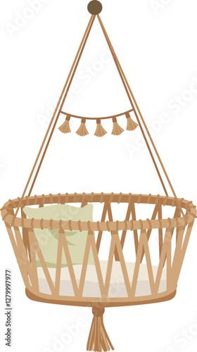 Hanging Wicker Cradle Basket For Newborn