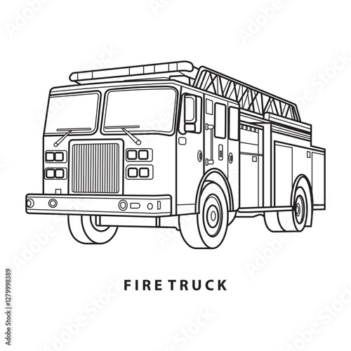 Fire Truck coloring page line art vector outline