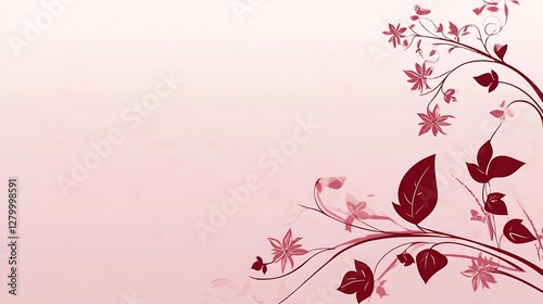 Elegant maroon floral design on a pink background