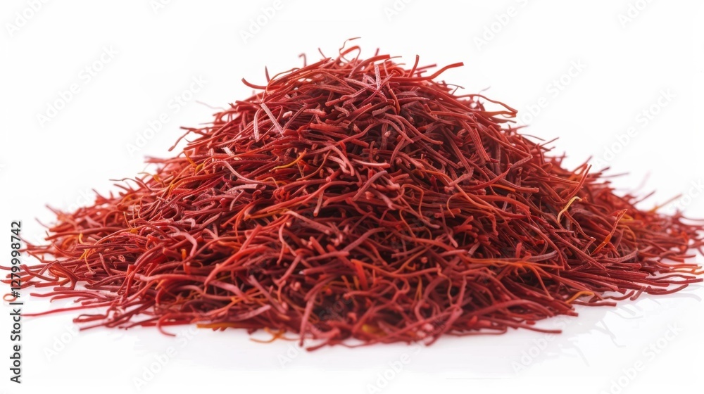 Naklejka premium Saffron: A spice from the crocus flower, saffron is prized for its bold flavor, vibrant color, and therapeutic properties used in cooking and healing. 
