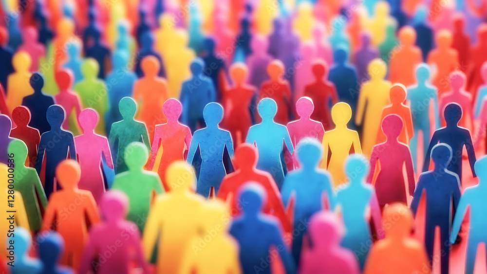 Paper craft of colorful crowd embracing diversity