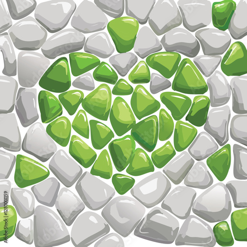 Green Heart Shape in Stone Mosaic Pattern