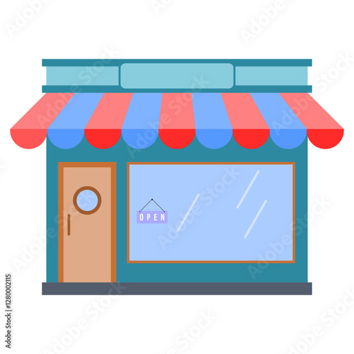 Charming storefront illustration with an inviting open sign in window