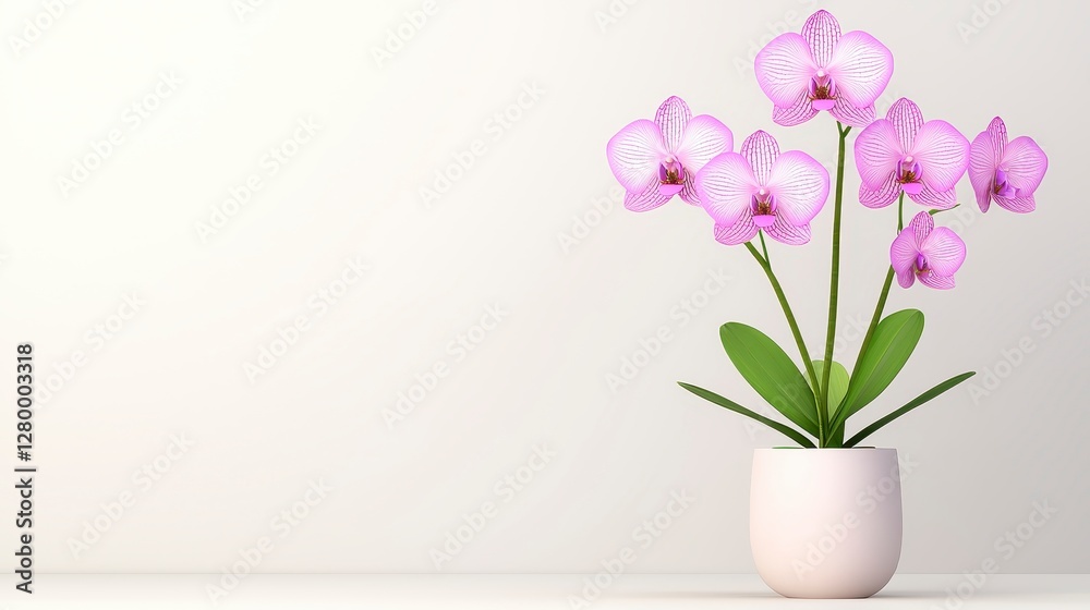Serene Purple Orchid in Minimalist White Pot, Evoking Tranquility and Natural Beauty Serene Purple Orchid in Minimalist White Pot, Evoking Tranquility and Natural Beauty