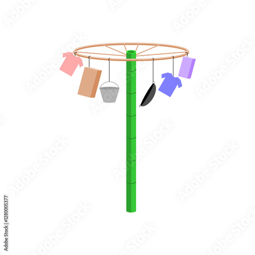 climbing slippery pole isolated on white background