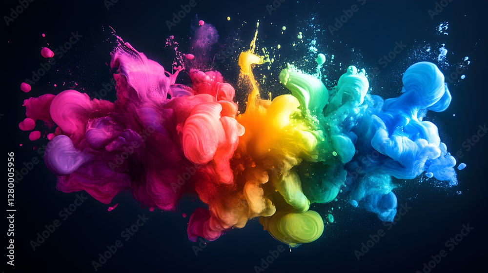 Obraz premium paint splashes with overlapping layers and fluid textures 