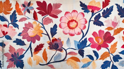 Textile art vibrant colorful floral patterns and nature inspiration
