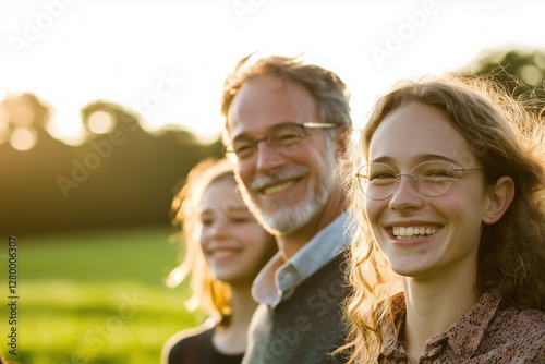 Fototapeta Naklejka Na Ścianę i Meble -  Happy Family at Sunset