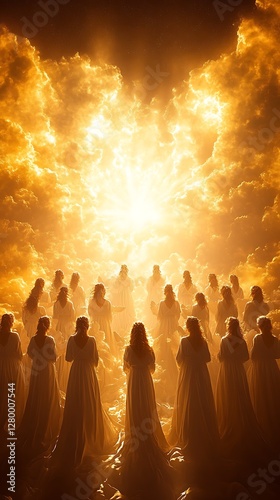 Heavenly Choir Worshipping Golden Light