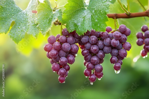 Wallpaper Mural Ripe Red Grapes Glistening with Dew on a Vine Torontodigital.ca