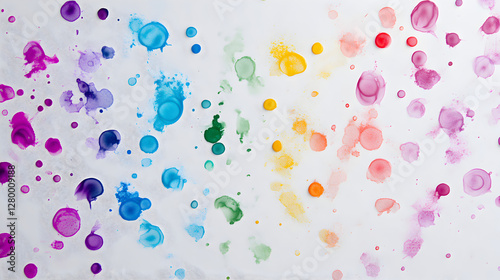 of colorful ink drops spreading across a white surface in soft gradients 