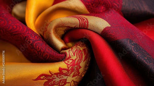Vibrant silk textiles artisan market textile art colorful environment close-up cultural heritage