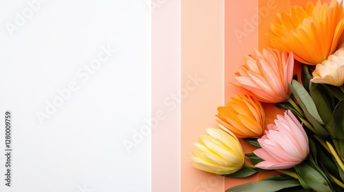 Vibrant tulips in pastel shades floral arrangement studio bright aesthetic appeal