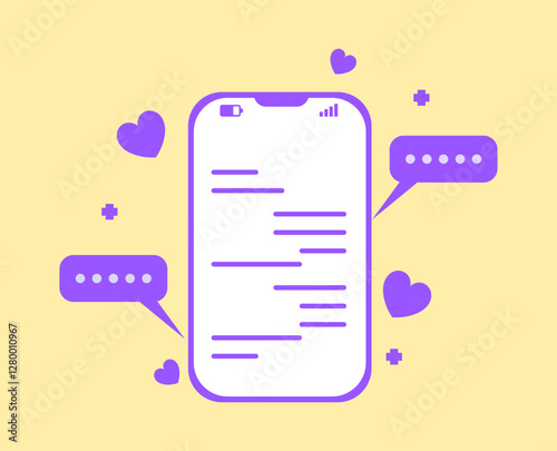 Aesthetic smartphone mockup for online dating or virtual relationship