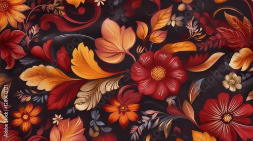 Colorful floral design vibrant abstract digital illustration