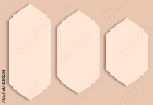 Elegant islamic arch shape, seamless islamic frame with soft color tone