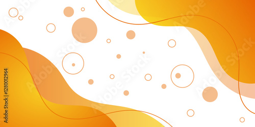 Vibrant orange abstract backdrop with flowing shapes and geometric circles