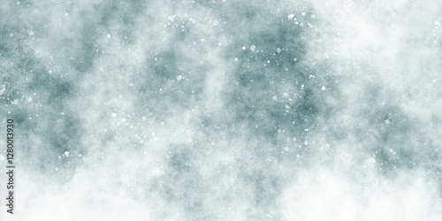 Blue watercolor painting on winter seasonal morning texture, sunshine or sparkling lights and glittering glow winter morning of snow falling background, abstract bokeh glitter background on blue.