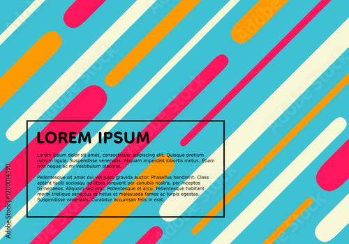 Modern abstract background with colorful diagonal lines and text box