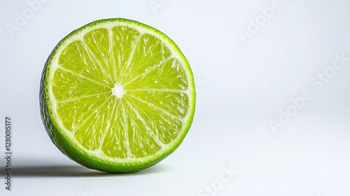 Freshly Cut Lime Half on White Background with Natural Lighting