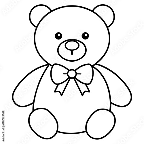 a cute teddy bear line art vector illustration