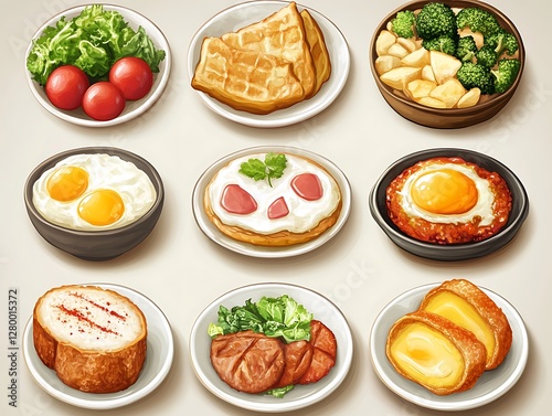 Wallpaper Mural Breakfast food icons, menu, illustration Torontodigital.ca